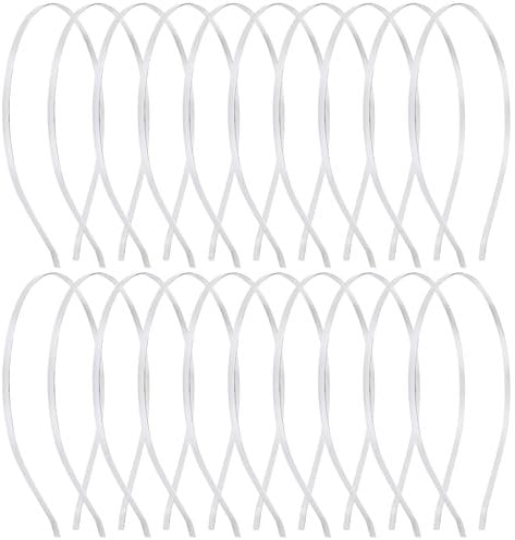 20 Pack Bulk 4 MM Thin Silver Plain Blank Hard Metal Headbands Skinny Headband Slim Simple Hair Hoop Wire Hair Bands Clasps Crown Tiara Base Frame DIY Crafts Headpieces Accessories for Women Girls
