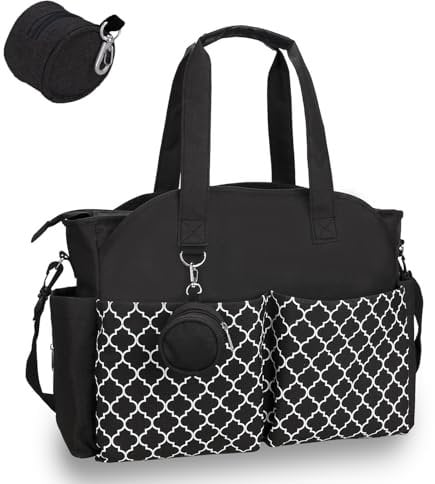 Bizcasa Borsa Fasciatoio, 13 tasches, Grande Spazio, Borsa Fasciatoio per Neonato, Tracolla Regolabile per Viaggi/Shopping, Multifunzionale Borsas Mamma Neonato per Mamma e Papà (Nero)
