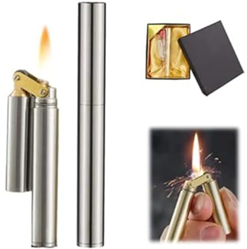 LLIANG Lighter Metal Creative Cool Lighter Storm Lighter Jet Flame, gas free Cool lighter storm lighter jet Flame gas free，Kerosene lighter (Silver)