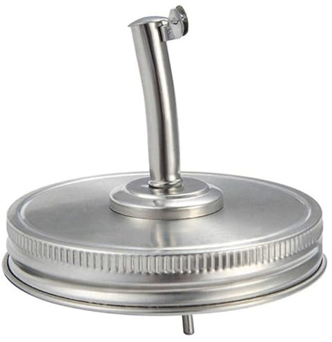PRETYZOOM Stainless Steel Oil Bottle Pourer Jar Spout Lid with Cap for Kitchen Mason Jar Replacement Lid Leak-Proof Seal for Oil Vinegar Syrup Storage