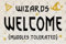 Wizards Welcome Muggles Tolerated Blechschild, Willkommensschild, Zauberer-Thema, magische Weihnachtsgeschenke, Zauberei, Spukhaus-Dekoration, magisches Heimschild, tolerierte Türschilder für
