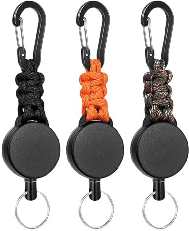 Annvchi Schlüsselanhänger Ausziehbar,3 Stücke Schlüsselband Ausziehbar Ausweis mit 65cm Stahldrahtseil,Ausziehbarer Schlüsselanhänger,Schlüsselband mit Karabiner,Einziehbarer Schlüsselanhänger