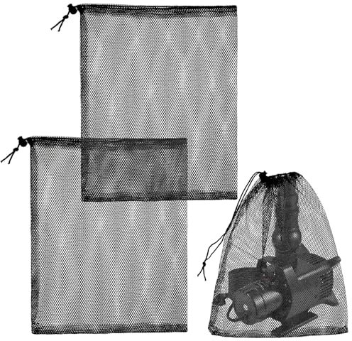 Giantree 2 Stück Filterbeutel, Pumpenfilter-Netzbeutel Aquarium Pumpsack Teichpumpenfilterbeutel Mesh Filter Taschen für Aquarium Garten Teich (38×30 cm, schwarz)
