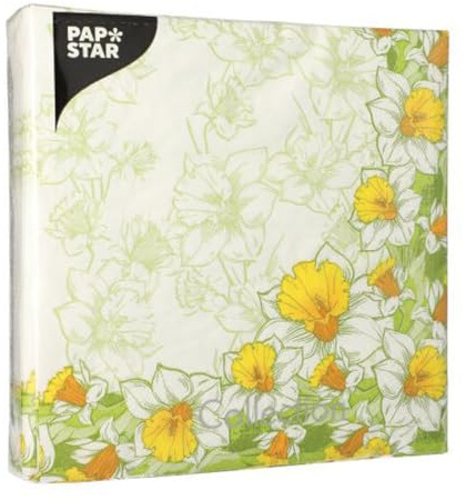 Papstar Servietten Narciso Frühlingsmotiv 3 lagig 40x40cm 50 Stück