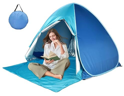 Lesunbak Refugio Solar para Tienda de Playa,Parasol para Tienda de Playa, Tienda instantánea portátil con sombrilla para Playa, Cabaña Liviana de fácil instalación, toldo Anti-UV para el Sol,