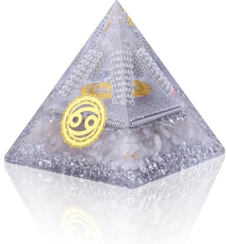NewMainOne Horoskop-Orgon-Pyramide, Energiekristall, Krebs, Sternzeichen, Geschenk aus natürlichem Glückskristall und Mondstein, mit einem Gefühl von Reinheit, Klarheit und spiritueller Erhebung