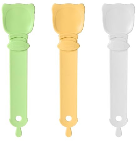 Giantree 3 Stück Cat Treats Spoon, Katzenstreifen Quetschlöffel Katzenfutter Löffel Katzenlöffel Happy Spoon Haustier Futterspender Zum Haustiere Auspressen von Pürees und Snacks(Stil 1)