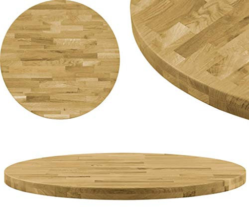 Lauuoeriau Haushaltsartikel, Tischplatte aus massivem Eichenholz, rund, 44 mm, 700 mm, passend für Möbel