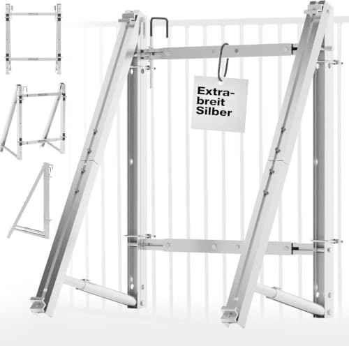 SolarFuture Balkonkraftwerk Halterung Silber Extrabreit | Sturmsicher & kratzfrei | Flexible Solarpanel Halterung & Aufständerung für Solarmodul am Balkongeländer