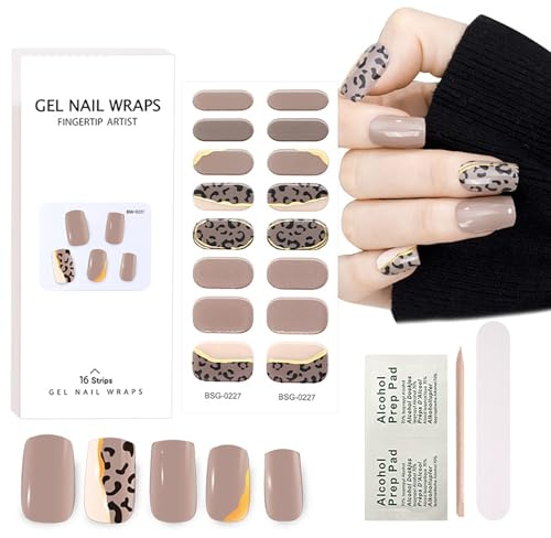 Joyeee Uñas de Gel Pegatinas, 20pcs Pegatinas Uñas Semicuradas Semipermanente, Gel Nail Stickers Autoadhesivo Larga Duración Nail Art DIY Decoración Profesional con Lima de Uñas para Mujeres Niñas