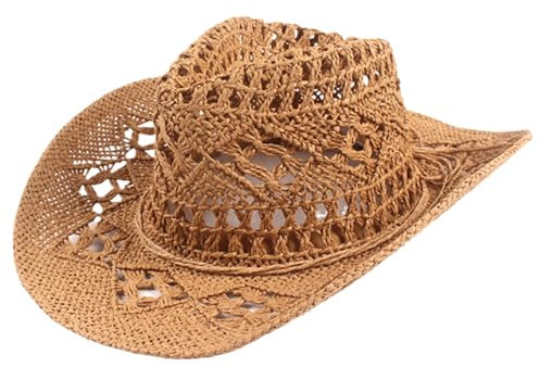 Pesoncarl Sombreros de paja para mujeres, sombreros de vaquero de paja.