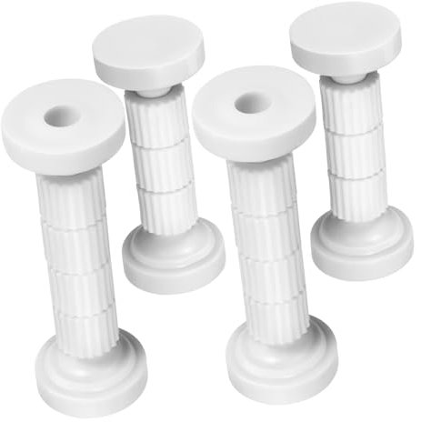 Amosfun 4pcs Bedside Anchor Adjustable Bed Frame Bedframe Bed Accessories Bed Noise Stopper Couch Wall Stopper Bed Frame Wall Bumper Guards Bed Wall Bumper Furniture Pad White Metal