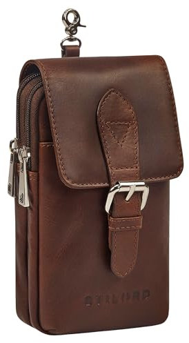STILORD 'Harper' Sac de Ceinture Portable Vintage Sac Banane Porte Téléphone Petit Pochette en Cuir pour Homme Femme pour Sport Voyages Courrir Cuir Véritable, Couleur:Sonora - Cognac