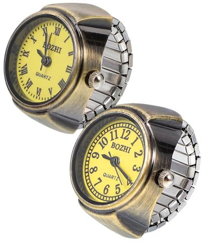VALICLUD 2St Ringuhr damenarmbanduhr ladies watch replicas watches männer uhr gold watch Sternzeichen Uhren silberne Uhr modische Uhren Mode-Fingeruhren Retro-Fingeruhr Metall Golden