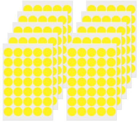 FINDAT Klebepunkt Etiketten 25 mm Rund Kleine Wasserfeste Markierungspunkte Selbstklebende Aufkleber zum Beschriften für Büro Haus Schule DIY 350 Stück Gelb