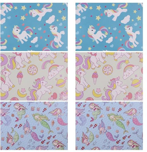 Papier Cadeau Licorne - Lot de 6 Rouleaux pour Anniversaire, pour Fille, Couleurs Arc-en-ciel