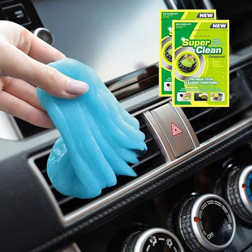 Car Cleaning Gel (2 Pack) Blue, Car Detailing Kit Gel for Car Interior Air Vents Dashboard Cleaner, Universal Dust Cleaner Gel Putty, Reusable Dust Cleaning Slime for Home/Office Laptop Keyboard