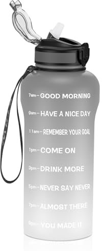 ETDW Trinkflasche 2L,Trinkflasche mit Strohhalm,Auslaufsicher,Spülmaschinenfest, Motivierende 2 Liter Wasserflasche mit Zeitmarkierung, für Yoga, Schule, Camping, Kinder