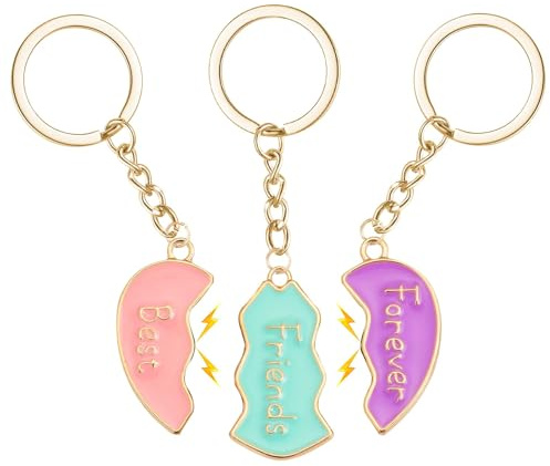 Porte Clef Meilleure Amie, 3 Pcs Cœur Cadeau Amie Magnétique Enfants Cœur Porte-Clés Cadeaux D'anniversaire de Noël Significatifs pour le Meilleur Ami