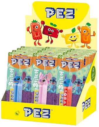 PEZ - PEZ Boîte Présentoir de 12 Blisters (1 distributeur + 1 recharge de bonbons) Stitch