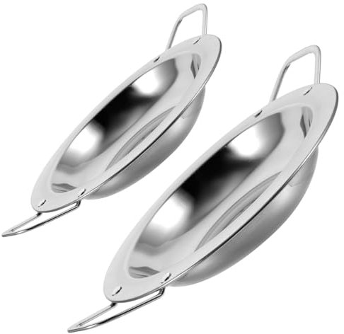 Alipis 2piezas Platos Redondos Inoxidable Ollas De Metal Bandejas Multiusos Asas
