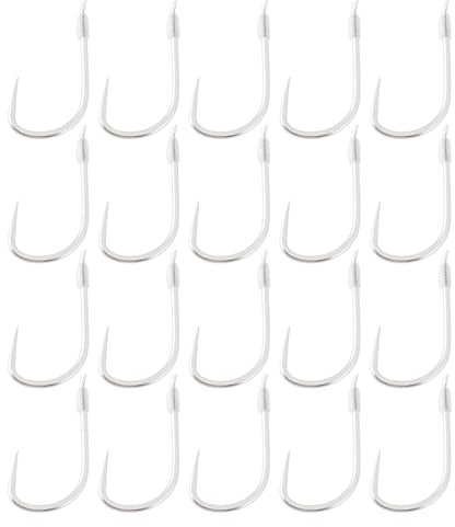SG Store 20 Stück Kleine Angelhaken Ohne Widerhaken mit 45 cm Schnur 0,61 X 1,29 cm Geeignet Zum Angeln auf Graskarpfen Hakengröße Nr. 1