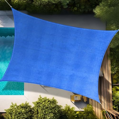 Voile d'ombrage Rectangulaire 3.5x3.5m Toile Ombrage HDPE Respirant Protection UV 95% pour Patio Jardin Terrasse Extérieur avec Corde, Bleu (Tailles sur Mesure Disponibles)