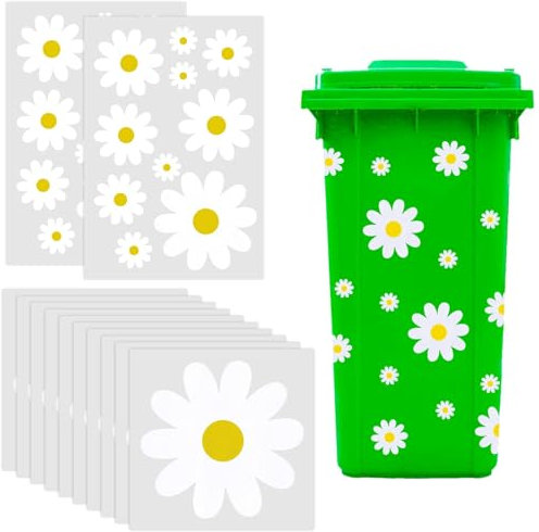 FLEXNOVA Blumen Mülltonnenaufkleber, 10 Blätter Blumen Mülltonnen Aufkleber Wetterfest Selbstklebend Prilblumen Sticker für Mülleimer Fahrrad Kühlschrank Haus Wanddekoration