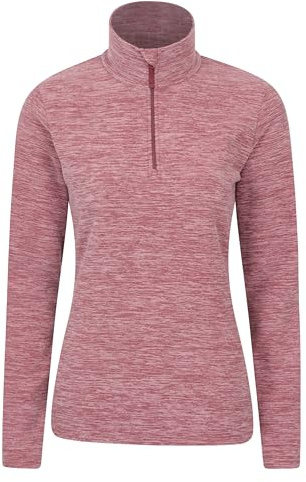 Mountain Warehouse Snowdon Womens Fleece Top - Warm Ladies Pullover, Lightweight Sweater, Half Zip, Breathable & Quick Drying - Spring Summer, Walking, Travel Dark Pink Women's Size 12