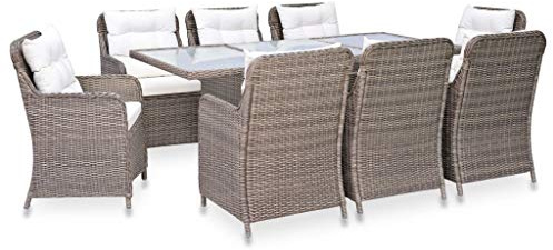 CINDERFUL Gartenmöbel Set 9-TLG. Garten-Essgruppe Poly Rattan Braun