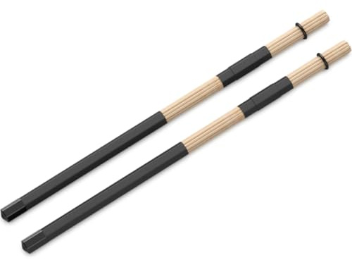 Bamboo Drumsticks, 5A Jazz Drum Sticks Constructed of 3 Pack, Rods Drum Brushes for Jazz, Folk, Small Venue and Acoustic Performance (Black, 1 Pack)