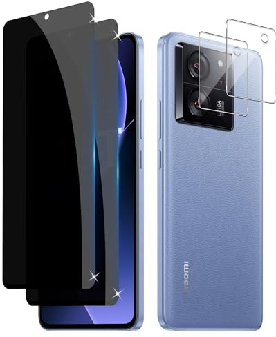 Liilaa Protector de Pantalla de Privacidad para Xiaomi 13T / 13 T Pro, 2 Piezas Antiespia Cristal Vidrio Templado y 2 Piezas Protectore Cámara, Sin Burbujas alta Sensibilidad