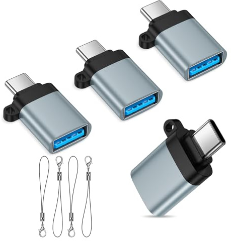 Handy OTG Adapter USB C auf USB,4 Stück USB Typ C auf USB Buchse Konverter | Schnellladen & Datenübertragung,Thunderbolt 4/3 OTG Adapter für iPhone 17 16 15 Pro,Samsung Galaxy,MacBook Pro Air,Laptop,PC