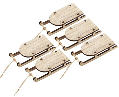 5 Stück Kleiner Schlitten aus Kunststoff in Beige für Tischdekoration und Festliche Anlässe mit Feiner Verarbeitung und Kreativem Design als Weihnachtsschmuck