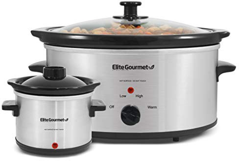 Elite Platinum Quart olla de cocción lenta de acero inoxidable