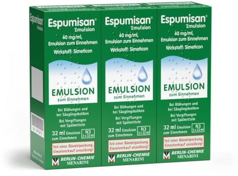 Espumisan Espumisan Emulsion bei Blähungen, 96 ml Lösung | Sanfte Hilfe für die ganze Familie – auch bei gasbedingten 3-Monats-Koliken & Tensidvergiftungen. Frei von Alkohol & Zucker.