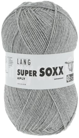 LANG YARNS Super Soxx 6-Fach/6-Ply - Farbe: Grau Melange (0003) - 150 g / ca. 410 m Wolle