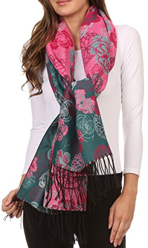 Sakkas Ontario Doppelschicht Blumen Pashmina/Schal/Wrap/Stola mit Fransen