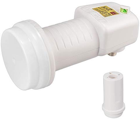 RED OPTICUM Easyfind LNB Single I Hitze- & kältebeständiger Digital-LNB 1-fach mit integrierter Satfinder LED inkl. Wetterschutztülle I Full HD - 3D - UHD - 4K Ready I Sat-LNB für 1 Teilnehmer