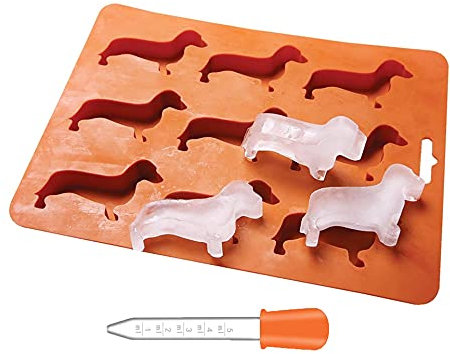 LYWUU Dackel Hundeform Silikon Eiswürfelformen und Tablett