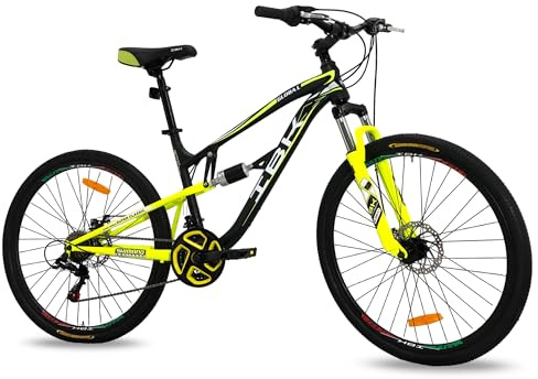 IBK Bicicletta MTB 27.5'' Pollici Bici Global Mountain Bike BIAMMORTIZZATA Ragazzo Cambio 21 Velocità Freni a Disco (Giallo)