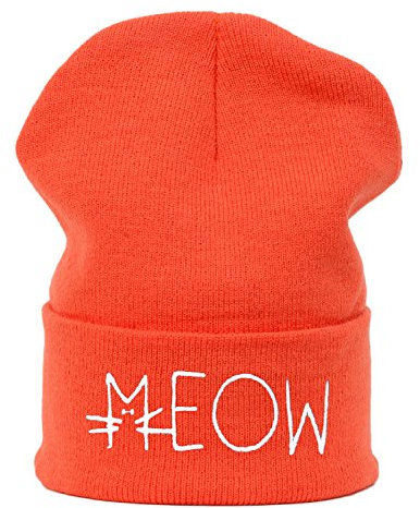 MFAZ Morefaz Ltd Kinder Beanie Mütze Mädchen Jungen Jugendliche Wurm Winter Style Kids Hat Hats SKI Snowboard (Orange Meow New)