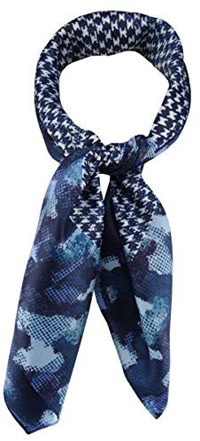 TigerTie Damen Nickituch Halstuch in blau marine hellblau türkis gemustert - Größe 60 x 60 cm