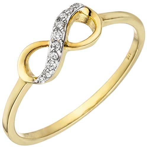 Jobo Damen-Ring Unendlichkeit aus 9 Karat 375 Gold mit 10 Zirkonia Größe 58