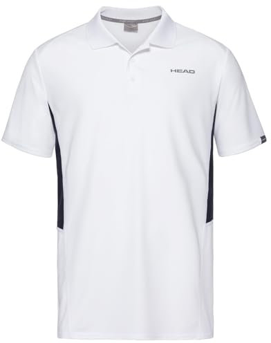 HEAD Herren Club Tech Shirt M Polos, White/Darkblue, S EU