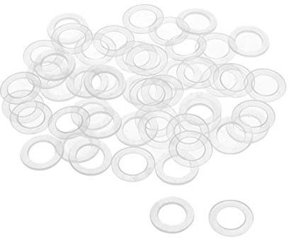 sourcing map 50 Stk. Flache Unterlegscheibe Nylon M8 Dichtung 13mm AD 8mm ID 0,8mm Dicke Klar für Wasserhahn Rohr Wasserschlauch Isolierung Schrauben