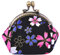 Oyachic Floral Porte Monnaie Flower Coin Purse Portefeuille Fermoir Clic Clac Vintage Femme Fleuri Pièces Pochette en Toile(Noir)