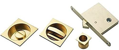 SLIDING DOOR SQUARE ROSES WITH WC TURN C/W FLUSH PULL & LOCK OTL (POLISHED BRASS)