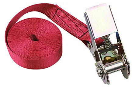 Sicherungsgurte, Supertool Spanngurt Heavy Duty Ratschen-Spanngurt, Spannkapazität 800 kg Bruchfestigkeit für Rasengeräte, Motorrad (1 Stück - Rot - 25 mm x 3 m)