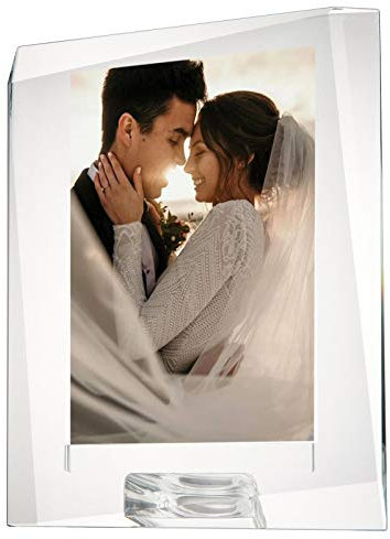 DONOUCLS Cadre Photo Sous Verre, Encadrement en Cristal de 10,2 x 15,2 cm avec Boîte Cadeau pour la Maison, Cadeau de Mariage